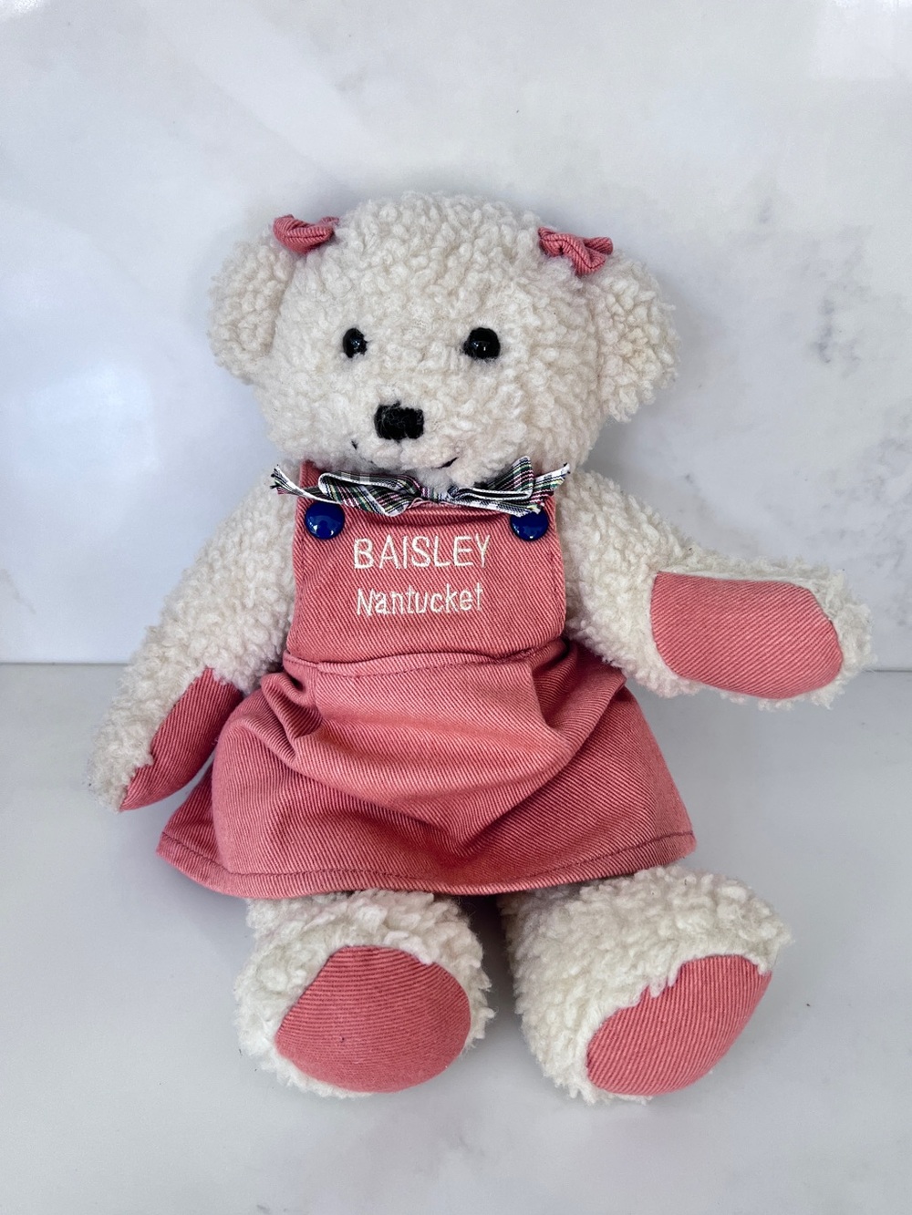 Baisley Bear sherpa Nantucket in red dress 14" Barnaby Bear Collection